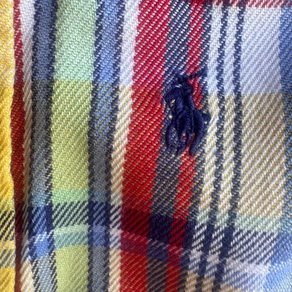 Ralph Lauren Long Sleeve Button Up 100% Cotton Plaid Shirt Boys Size 9 month